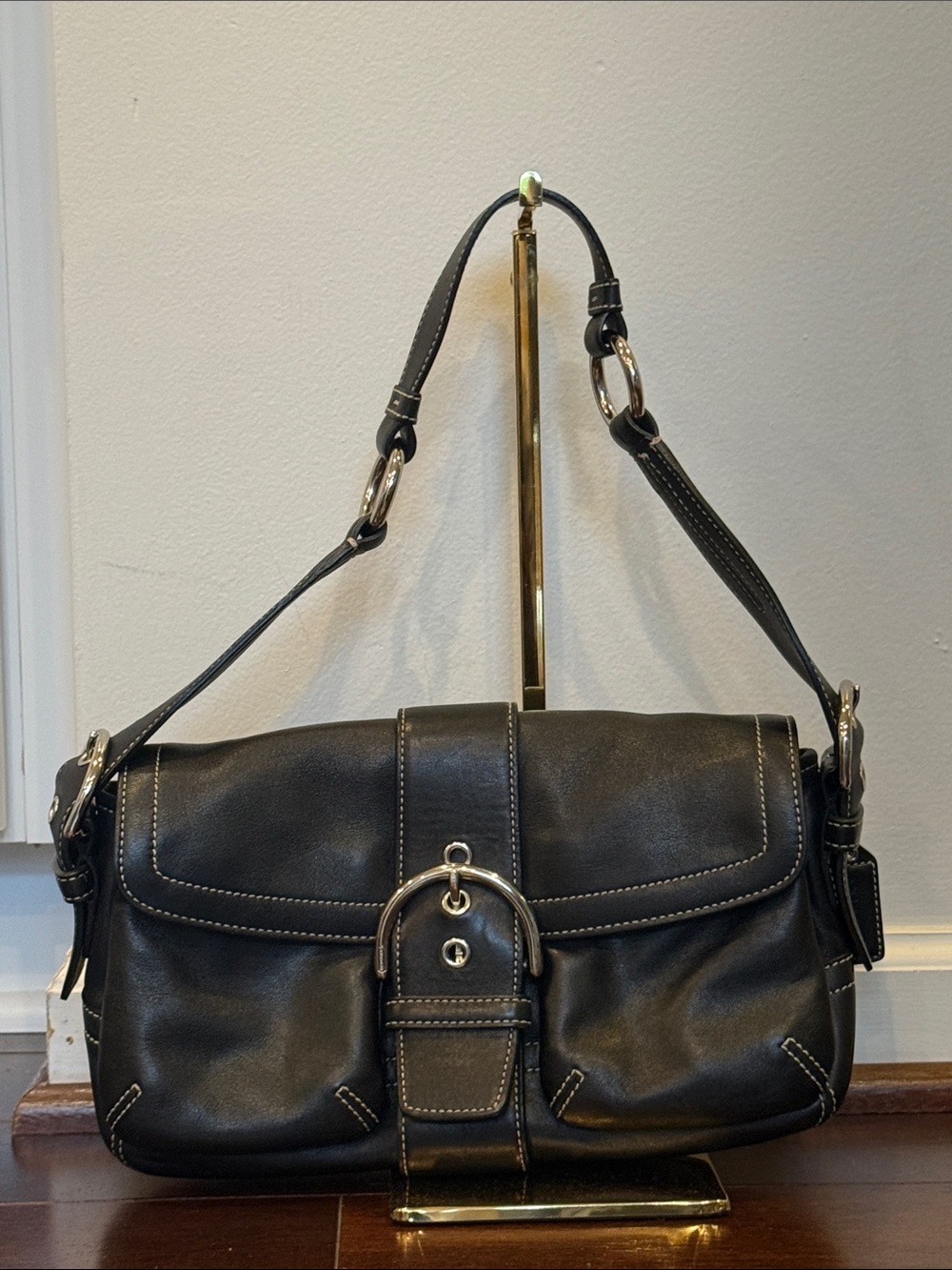 Coach Black SoHo Shoulder Bag with Silver Hardware Accents
